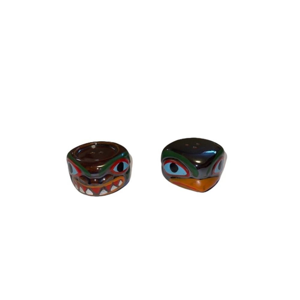 Vintage Hand Painted Totem Pole Salt and Pepper Shakers
